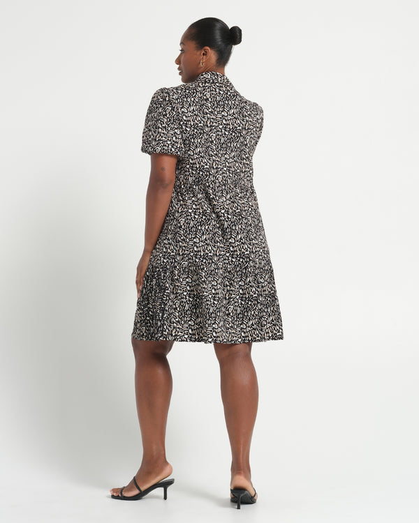Abstract geo dress - Black/Neutral - Estelle Clothing