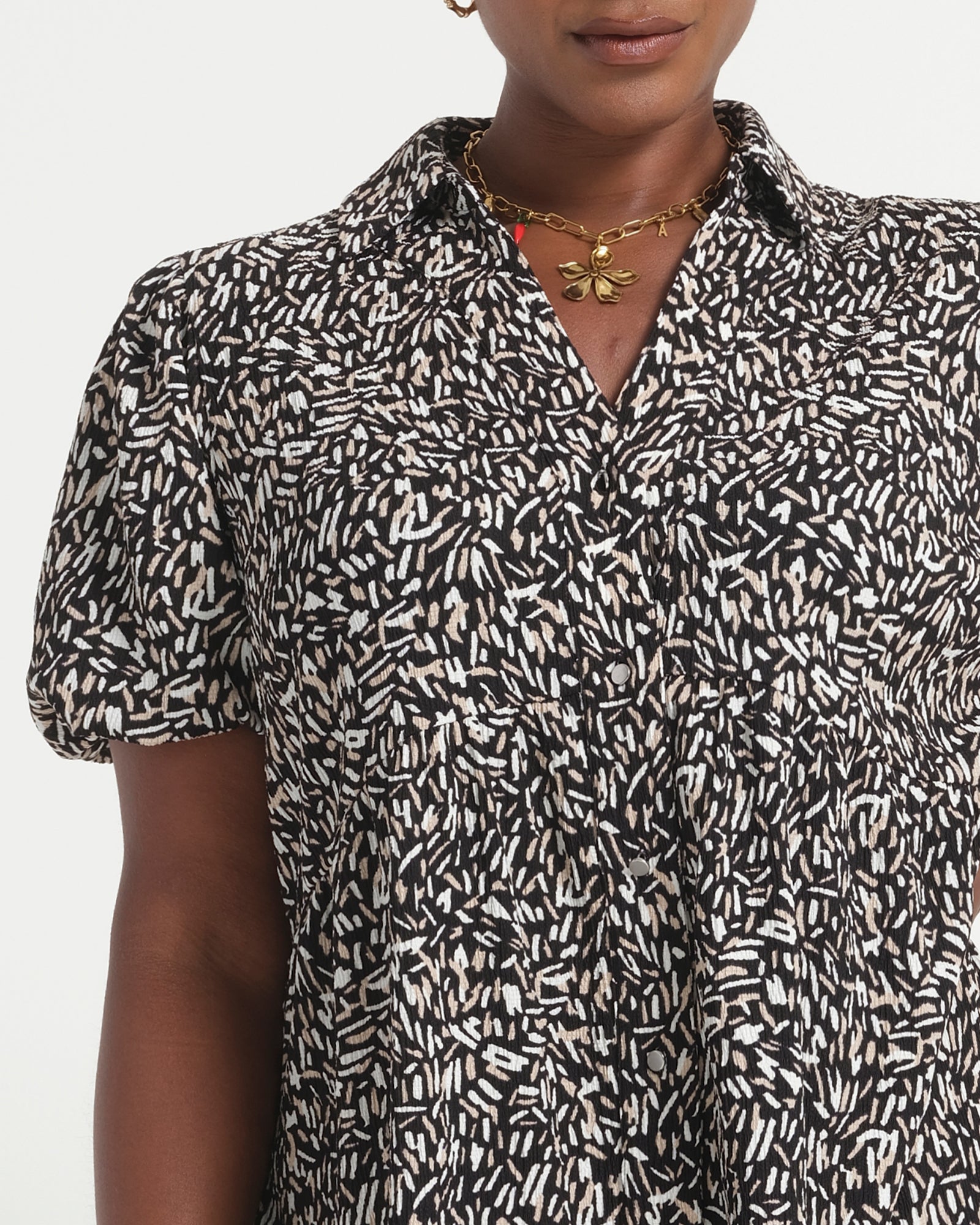 Abstract geo dress - Black/Neutral - Estelle Clothing