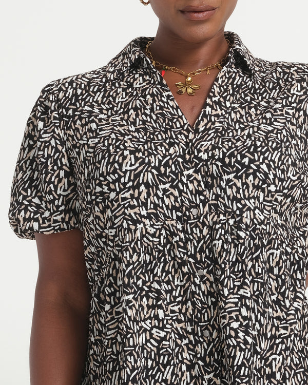 Abstract geo dress - Black/Neutral - Estelle Clothing