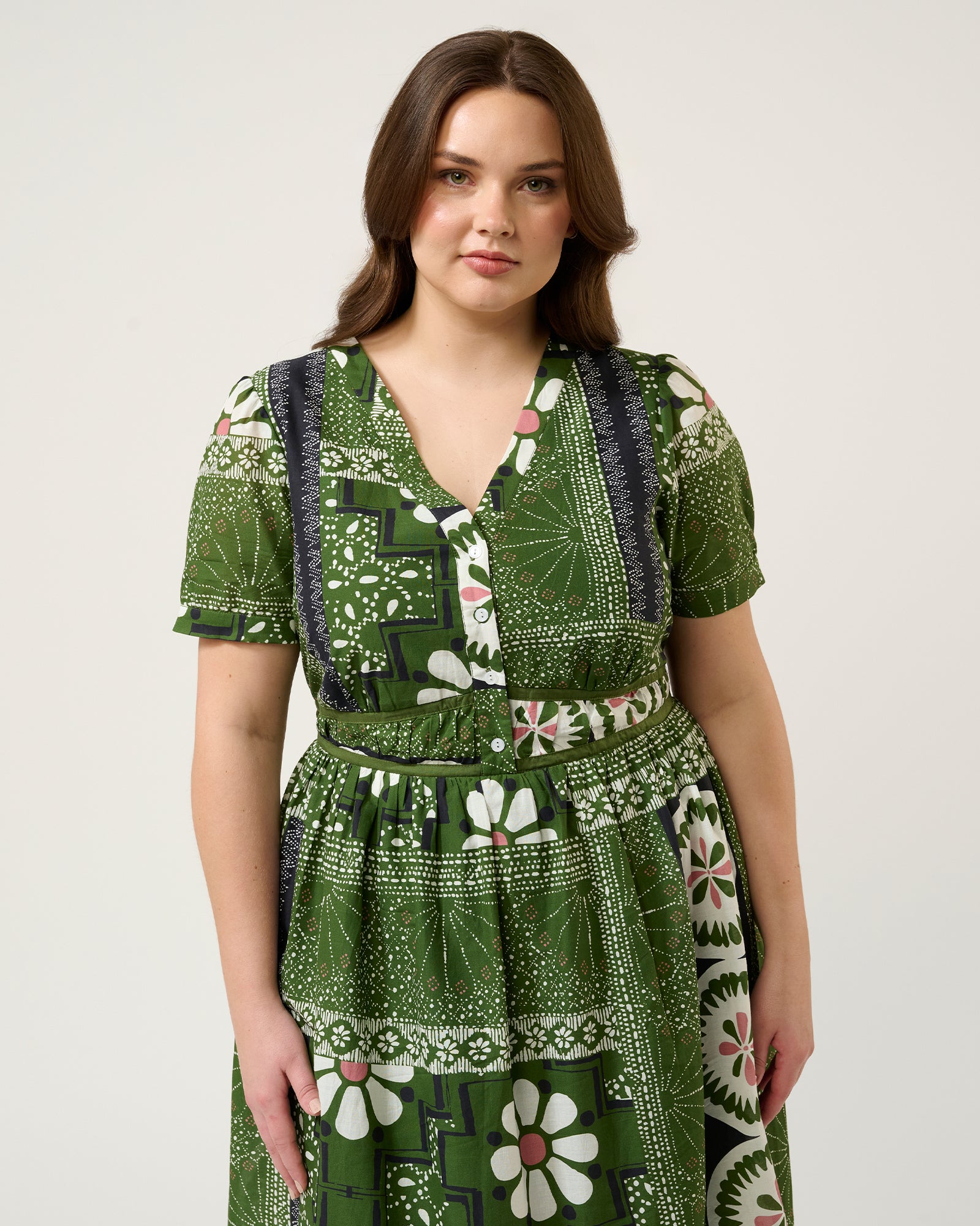 Estelle Ethereal Tile Print Dress - Green Tile Estelle Ethereal Tile Print Dress - Green Tile