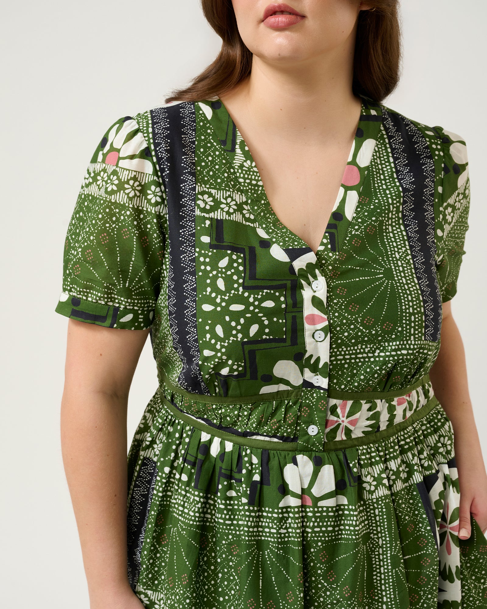 Estelle Ethereal Tile Print Dress - Green Tile Estelle Ethereal Tile Print Dress - Green Tile