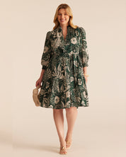 Sea Lily Dress - TEAL/CREAM - Estelle Clothing
