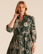 Sea Lily Dress - TEAL/CREAM - Estelle Clothing

