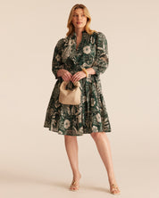 Sea Lily Dress - TEAL/CREAM - Estelle Clothing
