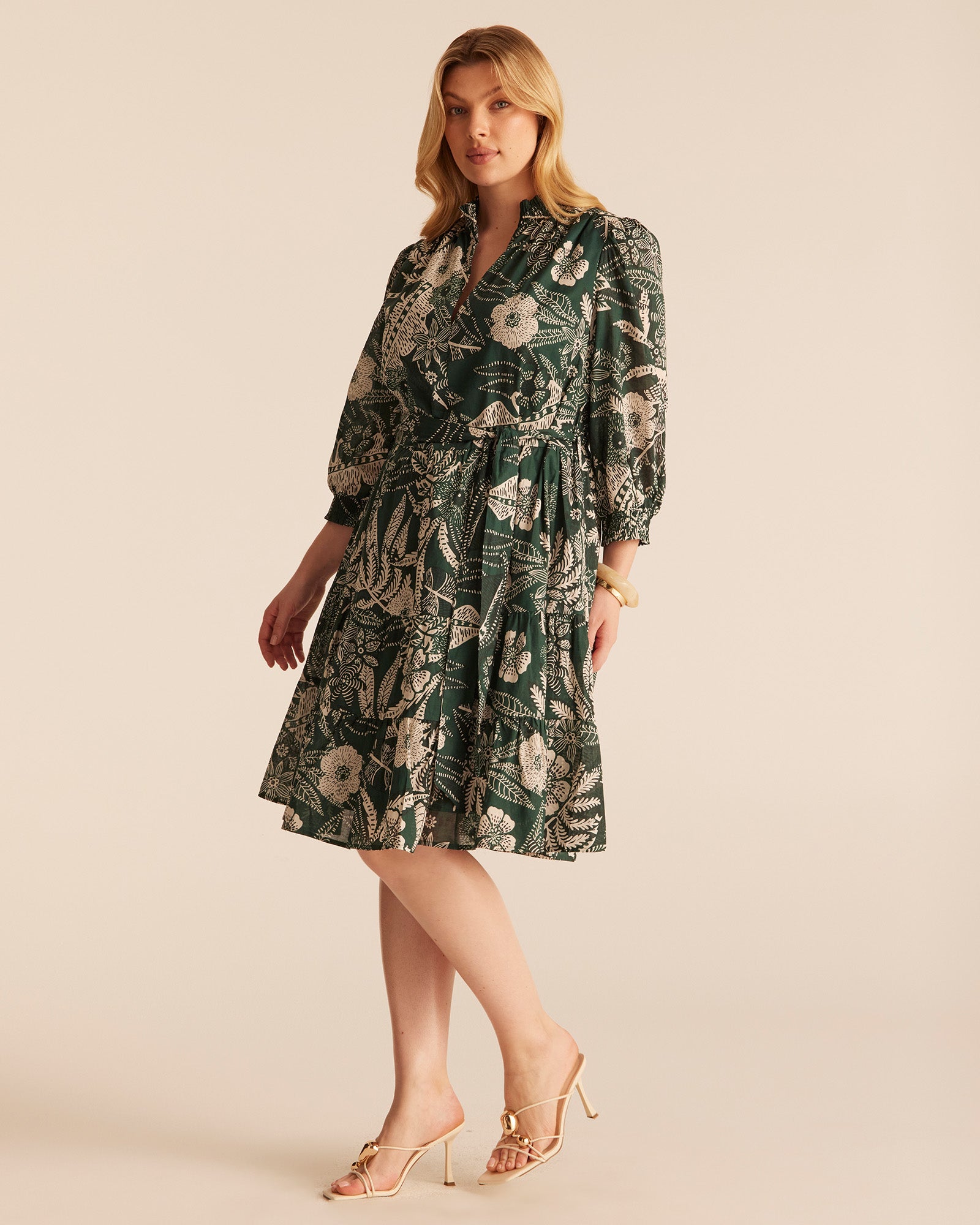 Sea Lily Dress - TEAL/CREAM - Estelle Clothing
