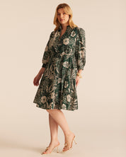 Sea Lily Dress - TEAL/CREAM - Estelle Clothing
