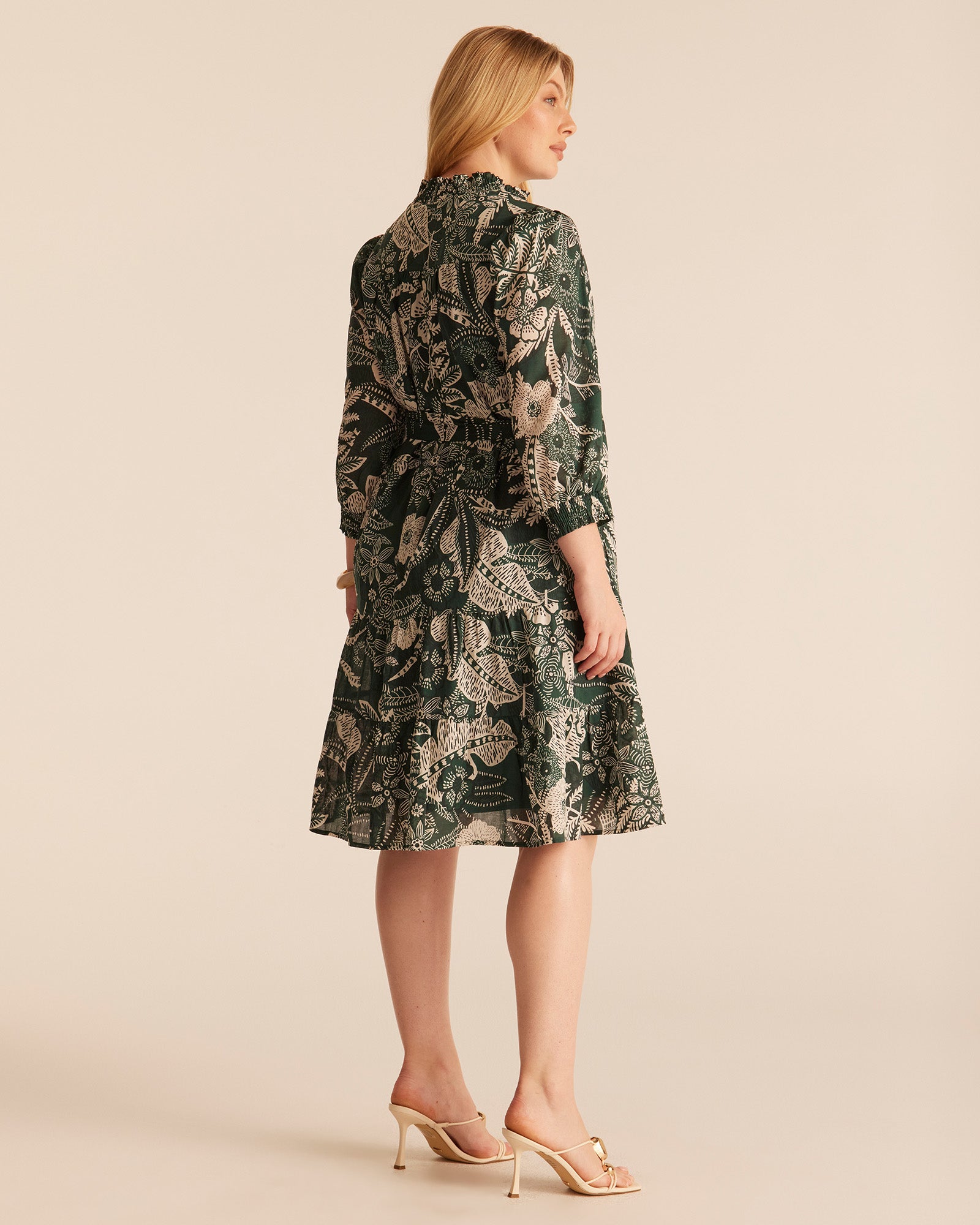 Sea Lily Dress - TEAL/CREAM - Estelle Clothing
