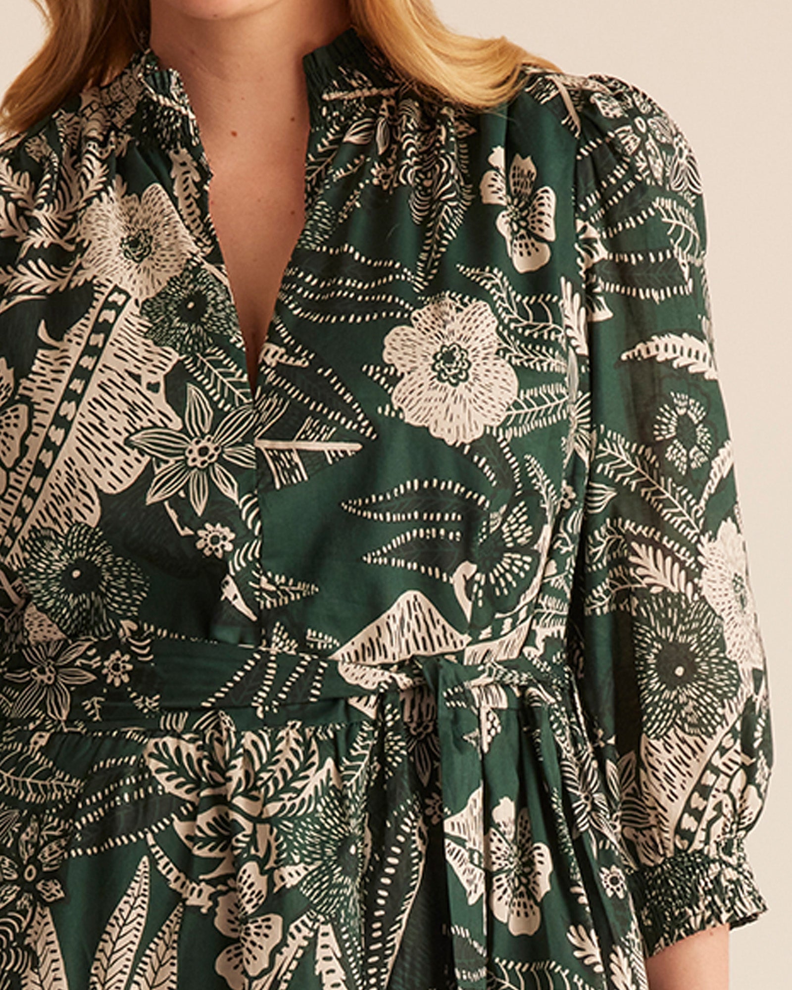 Sea Lily Dress - TEAL/CREAM - Estelle Clothing
