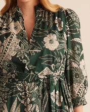 Sea Lily Dress - TEAL/CREAM - Estelle Clothing
