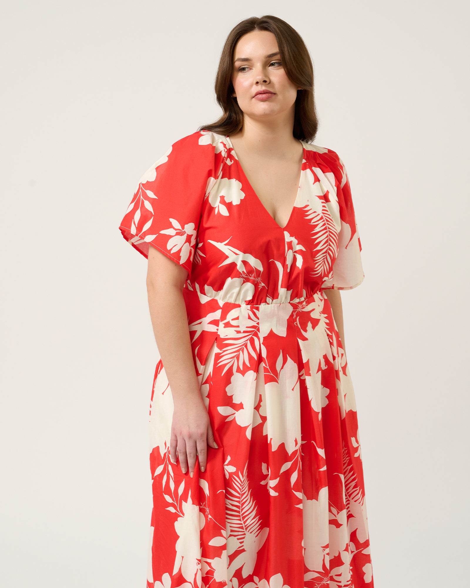 Solstice Dress - Poppy Red/Cream - Estelle Clothing