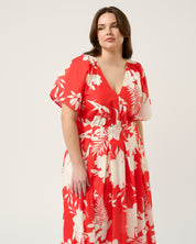 Solstice Dress - Poppy Red/Cream - Estelle Clothing
