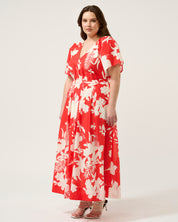 Solstice Dress - Poppy Red/Cream - Estelle Clothing