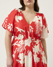 Solstice Dress - Poppy Red/Cream - Estelle Clothing