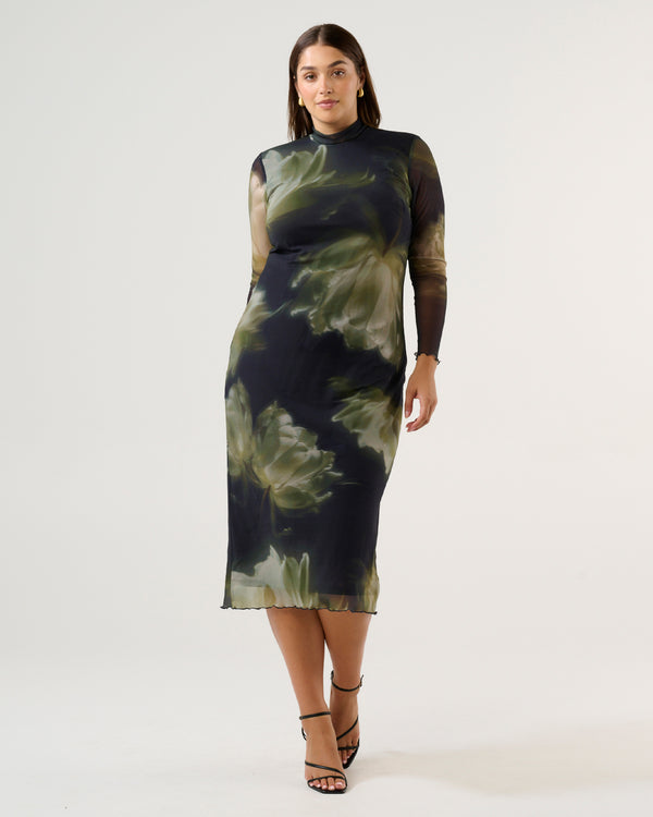 Peace Lily Dress - Black/Moss - Estelle Clothing
