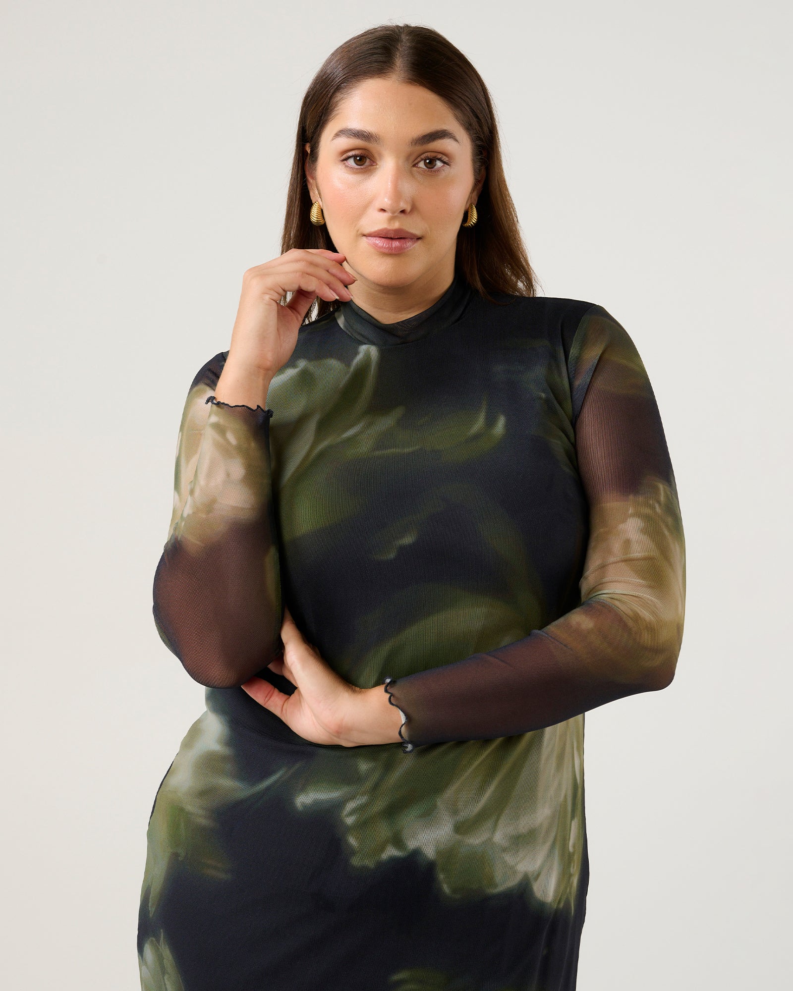 Peace Lily Dress - Black/Moss - Estelle Clothing
