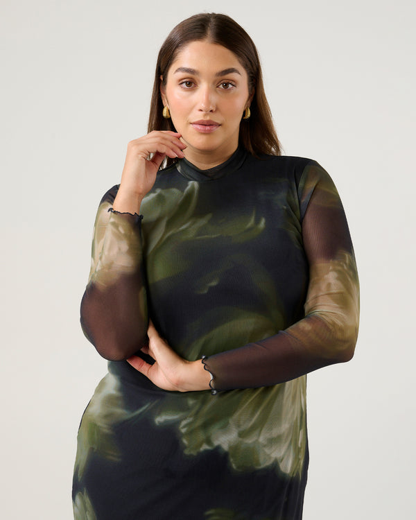Peace Lily Dress - Black/Moss - Estelle Clothing

