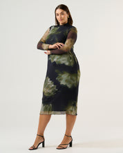 Peace Lily Dress - Black/Moss - Estelle Clothing
