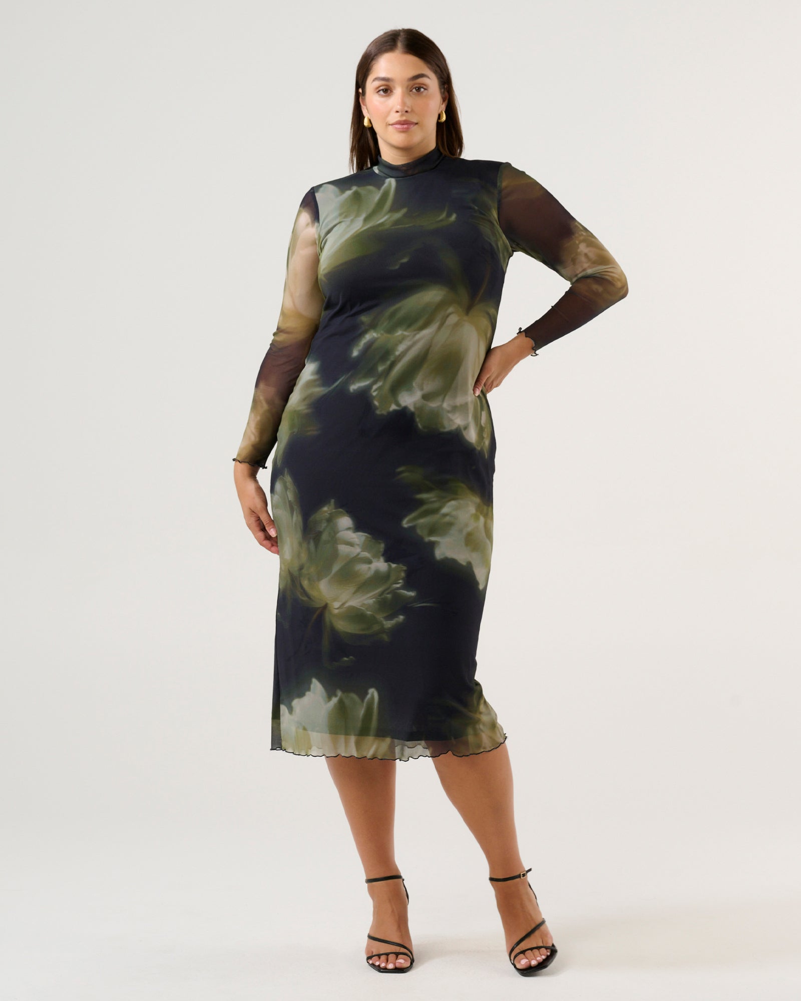 Peace Lily Dress - Black/Moss - Estelle Clothing
