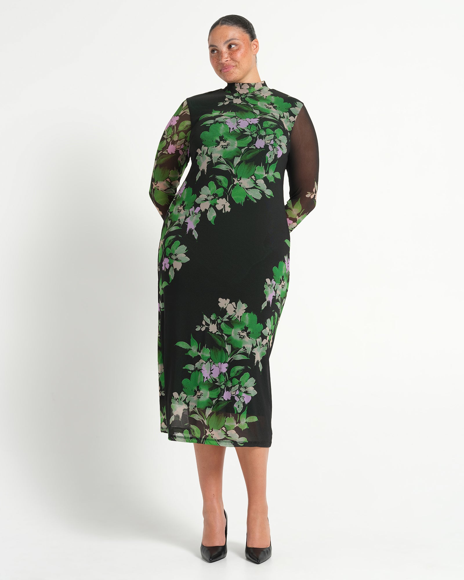 Fiora Long Sleeve Mesh Dress - Ivy Fleur - Estelle Clothing
