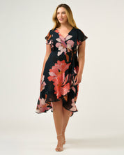 Elena Dress - Navy/Peony - Estelle Clothing