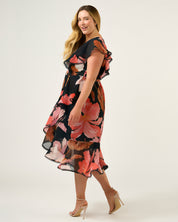 Elena Dress - Navy/Peony - Estelle Clothing