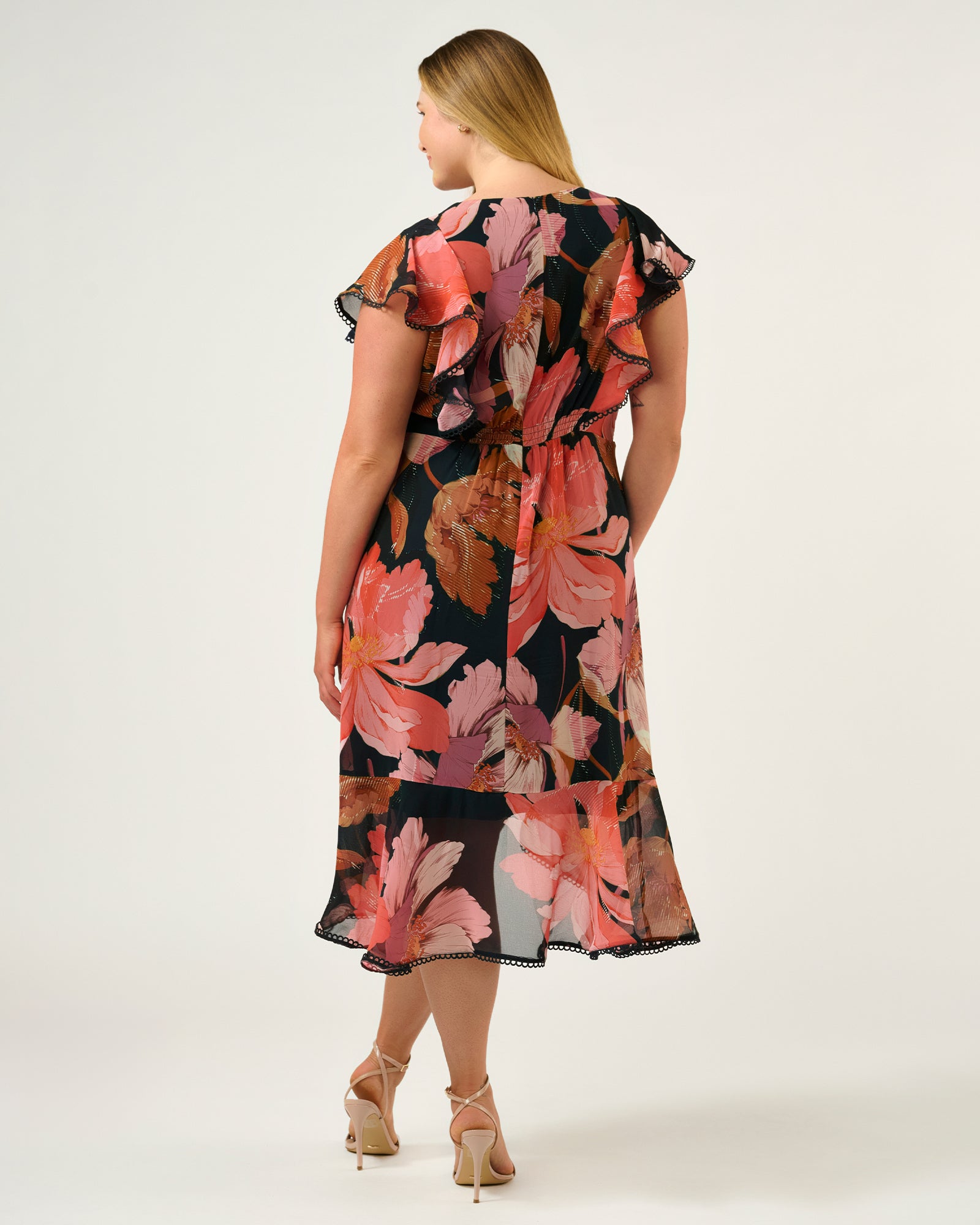 Elena Dress - Navy/Peony - Estelle Clothing