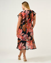Elena Dress - Navy/Peony - Estelle Clothing