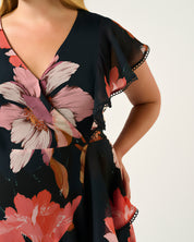 Elena Dress - Navy/Peony - Estelle Clothing