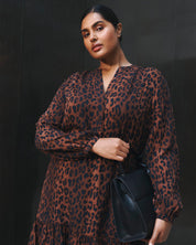 Leona Dress - Choc/Navy - Estelle Clothing