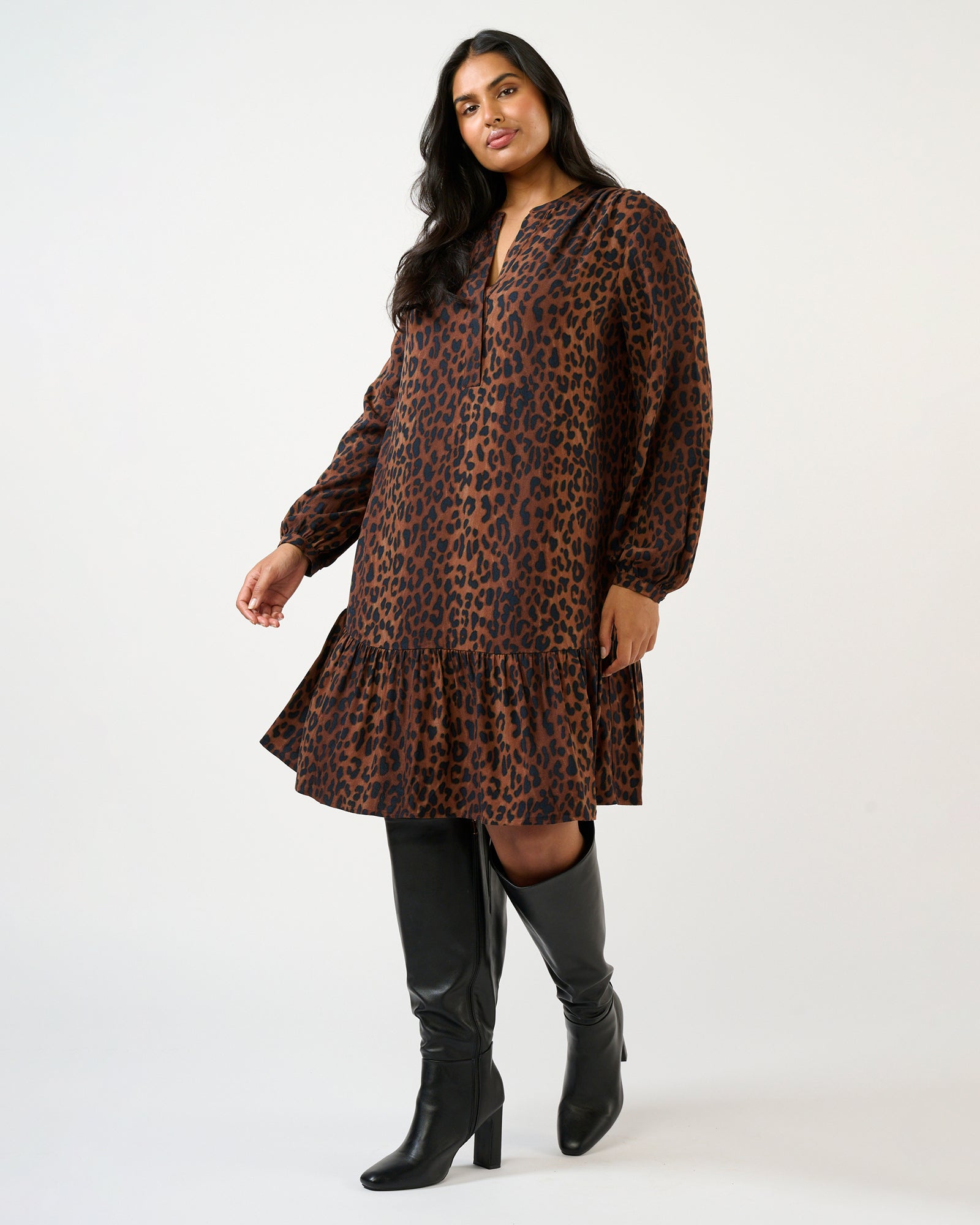 Leona Dress - Choc/Navy - Estelle Clothing
