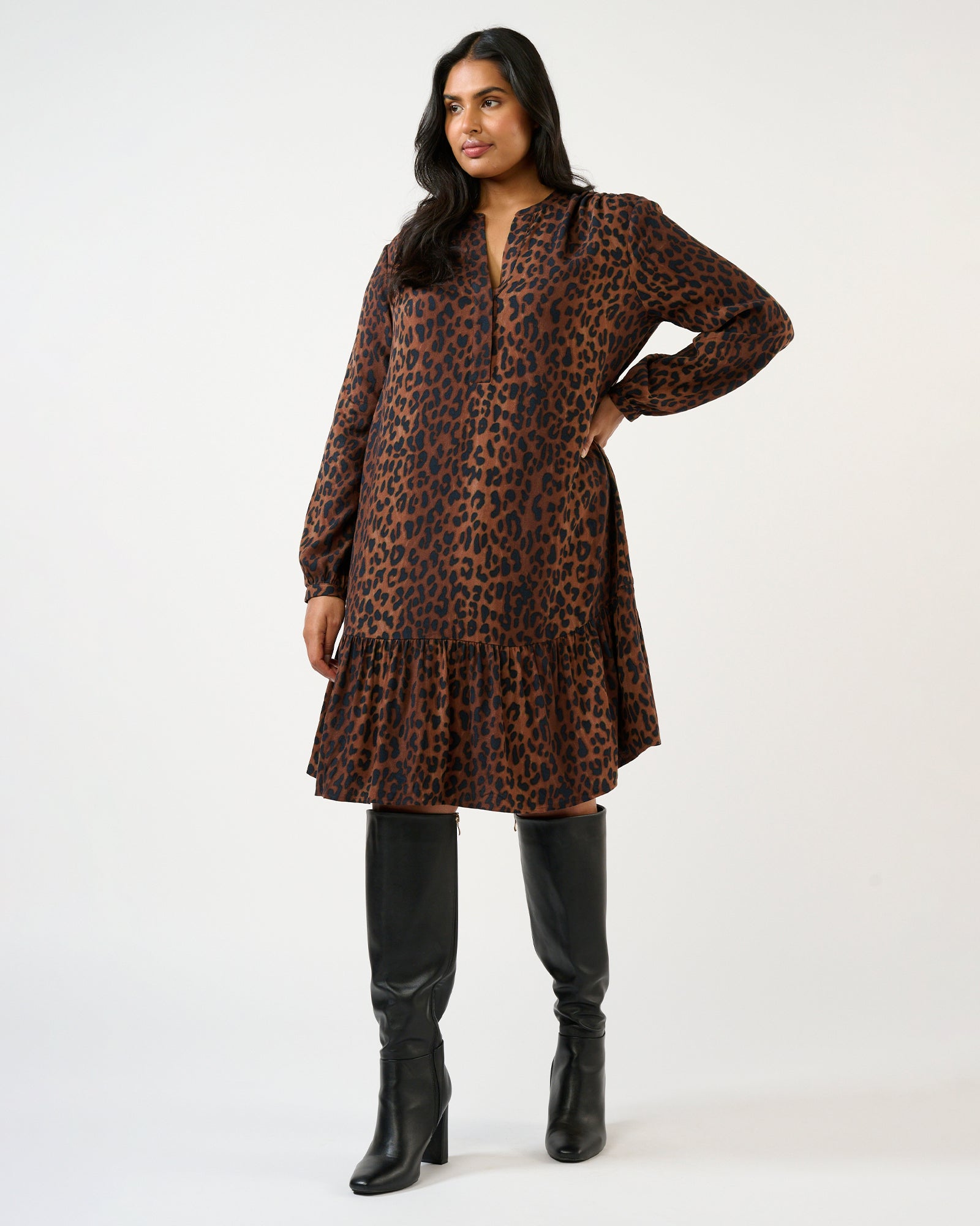 Leona Dress - Choc/Navy - Estelle Clothing
