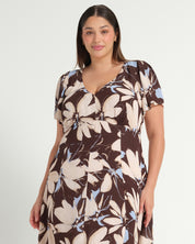 Caroline Dress - Bluebell/Choc - Estelle Clothing