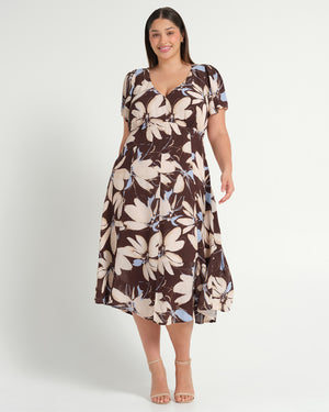 Caroline Dress - Bluebell/Choc - Estelle Clothing