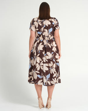 Caroline Dress - Bluebell/Choc - Estelle Clothing
