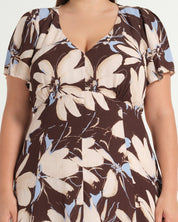 Caroline Dress - Bluebell/Choc - Estelle Clothing