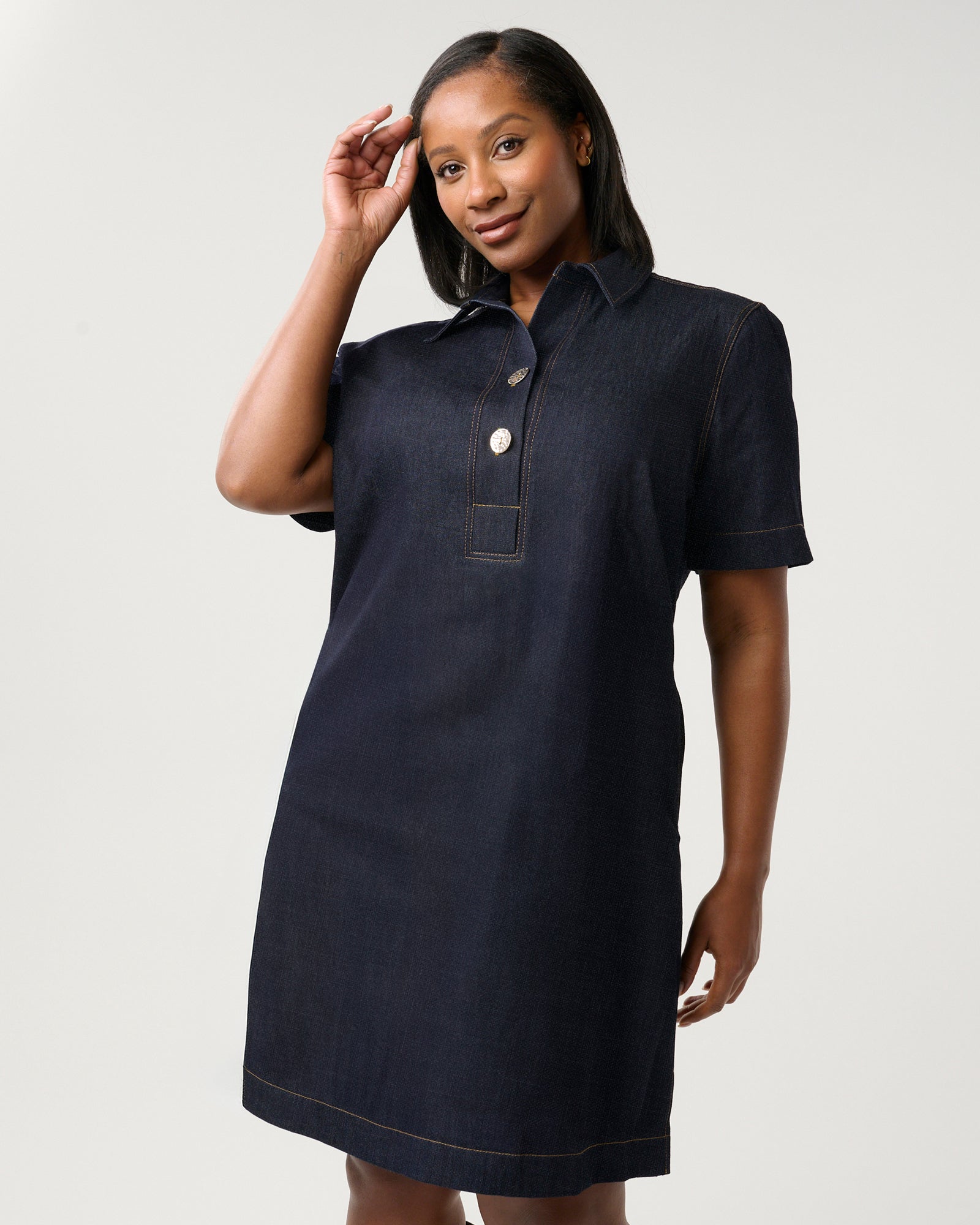 Estelle Plus Avia Denim Mini Dress - Indigo Noir - 18w Estelle Plus Avia Denim Mini Dress - Indigo Noir - 18w