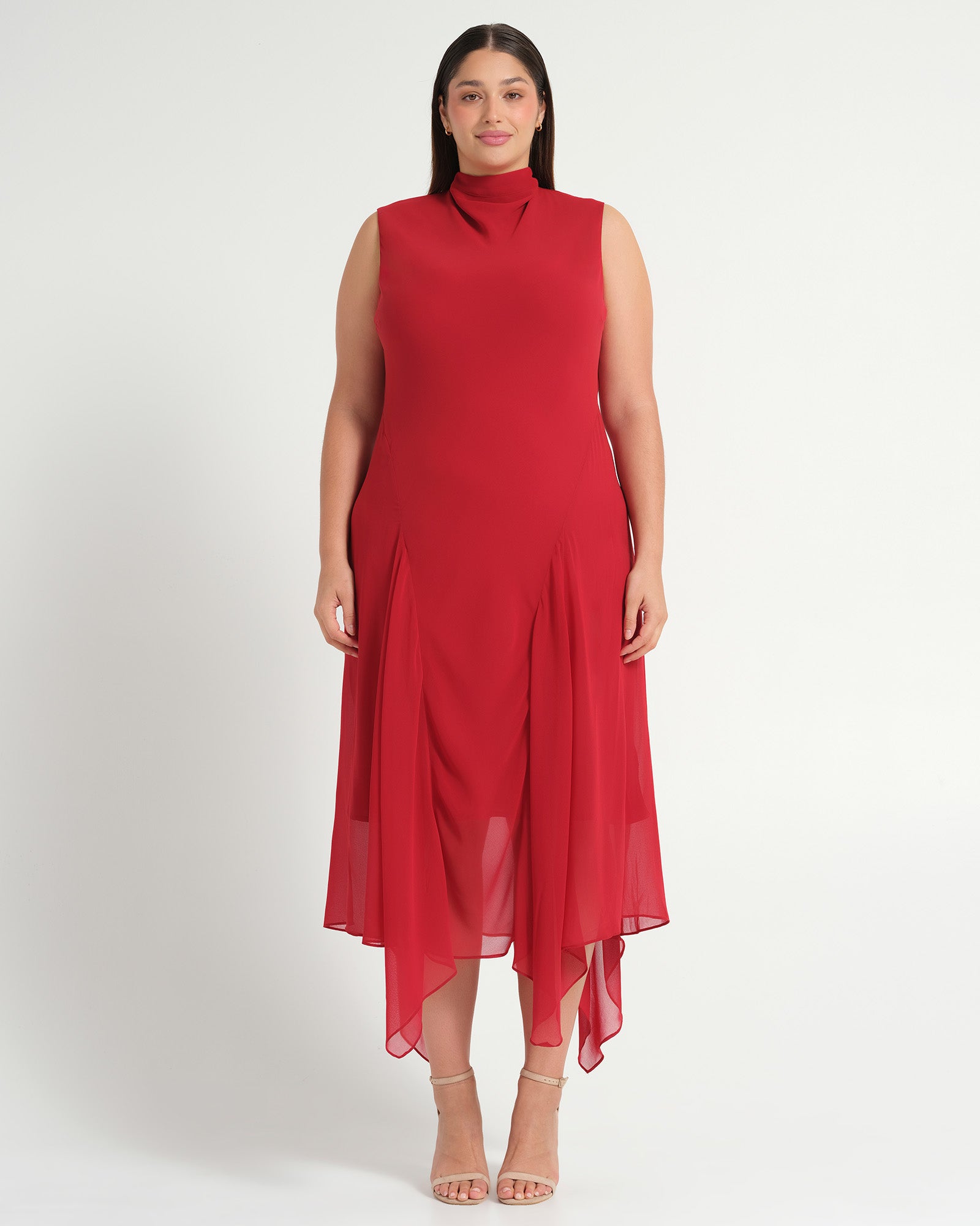 Estelle Women's Holly Halter Assymetric Sheath Midi Dress
