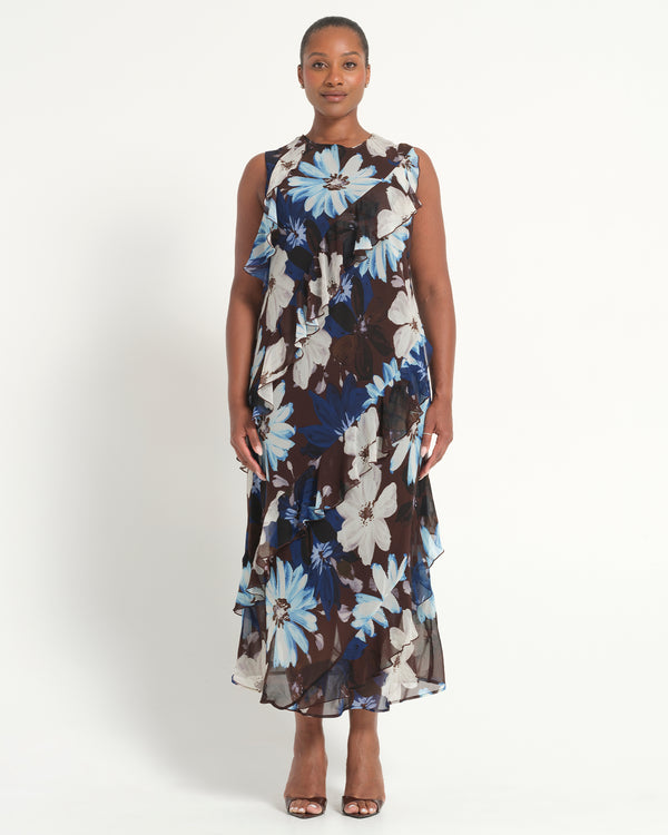 Aveline Dress - Choc Sky - Estelle Clothing
