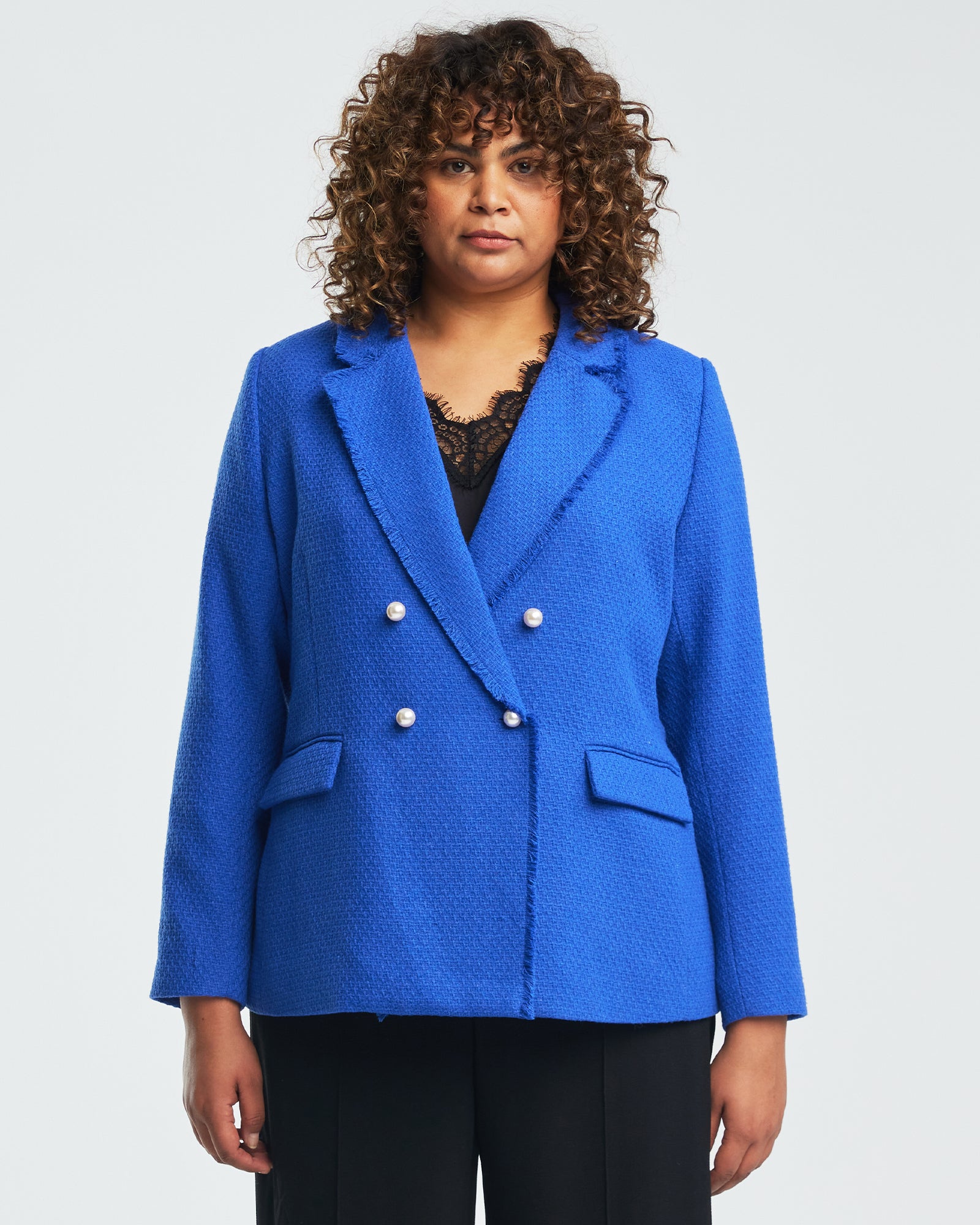 Courtney Boucle Blazer - Blue - Estelle Clothing