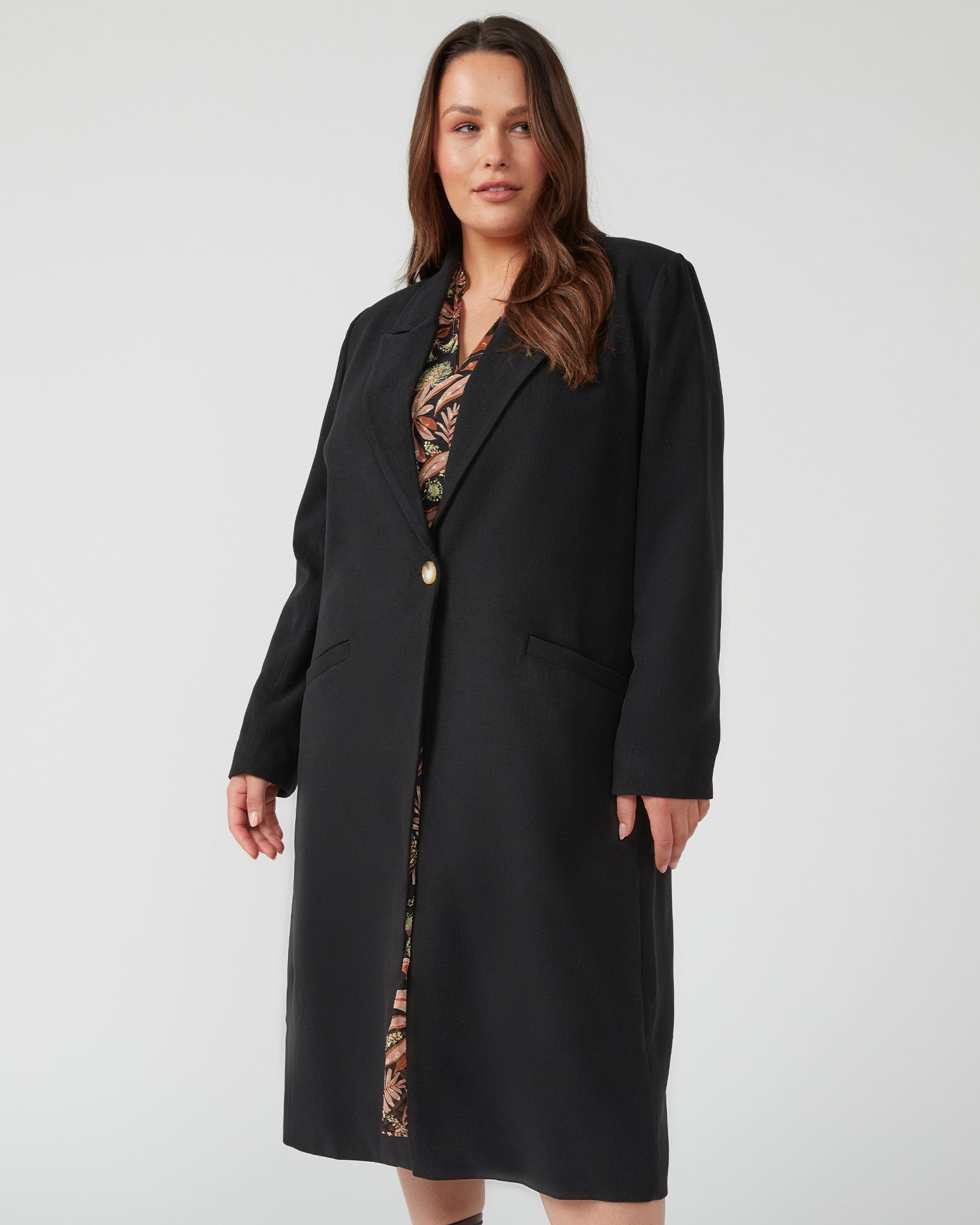 Estelle Long Line Black Full-Length Coat