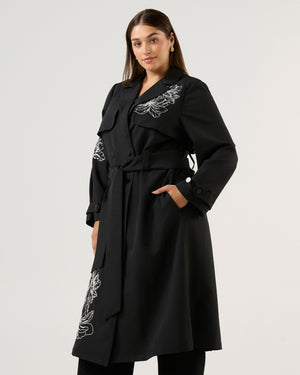 Monet Trench - Black/Cream - Estelle Clothing
