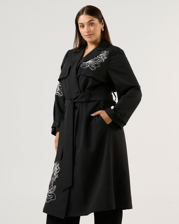 Monet Trench - Black/Cream - Estelle Clothing
