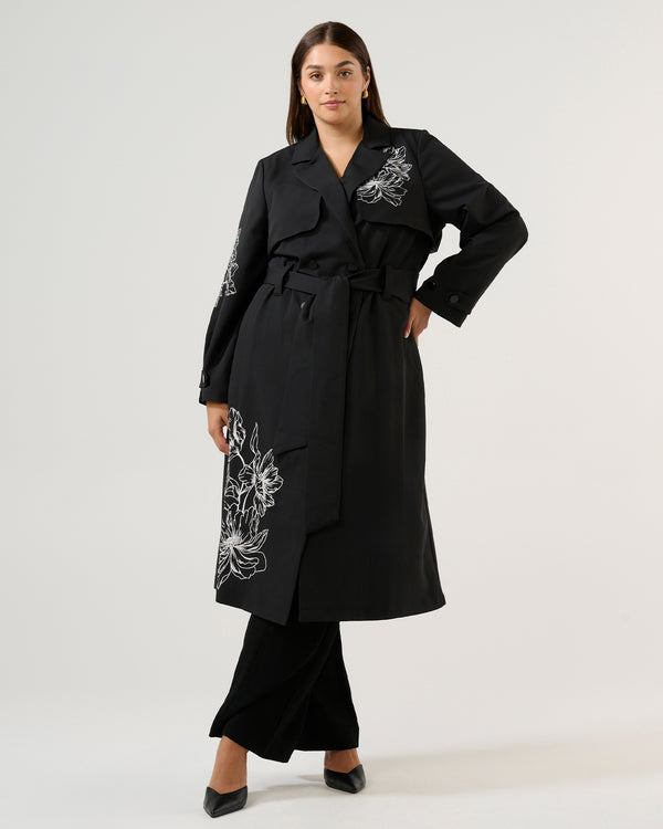 Monet Trench - Black/Cream - Estelle Clothing
