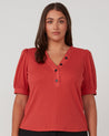 Sublime Rib Knit Top - Coral - Estelle Clothing