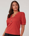 Sublime Rib Knit Top - Coral - Estelle Clothing