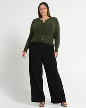 Camille Crew Cardi - Olive - Estelle Clothing
