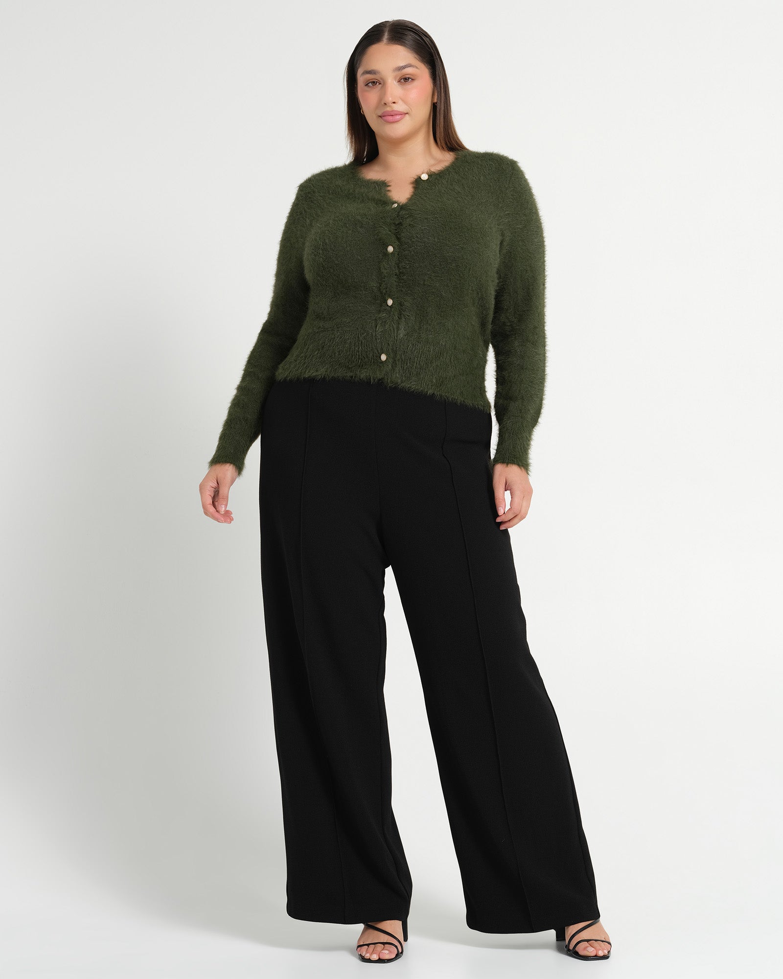 Camille Crew Cardi - Olive - Estelle Clothing
