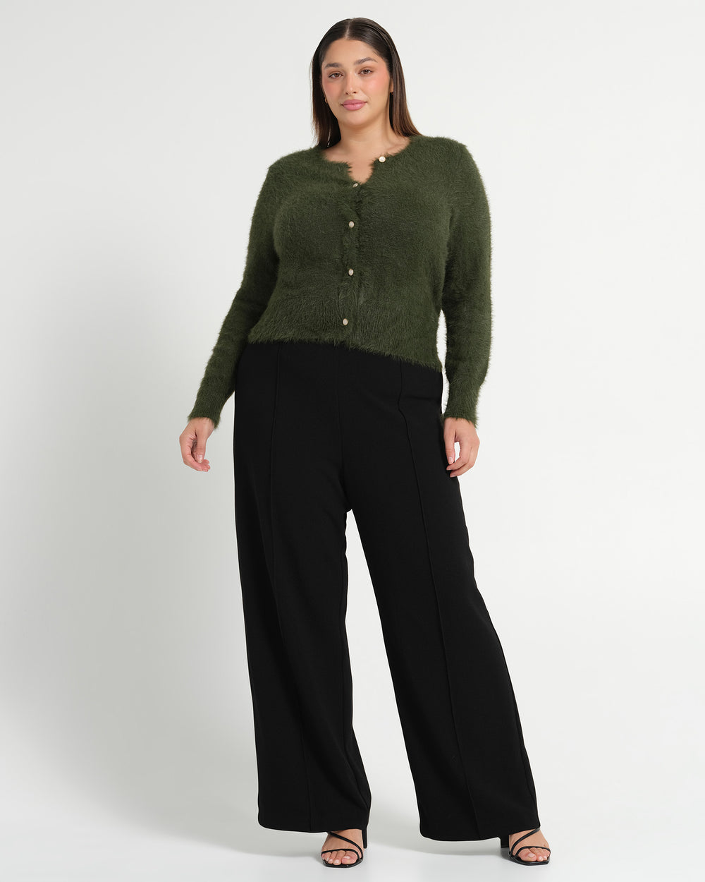 Camille Crew Cardi - Olive - Estelle Clothing
