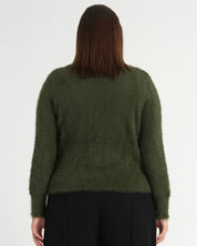 Camille Crew Cardi - Olive - Estelle Clothing
