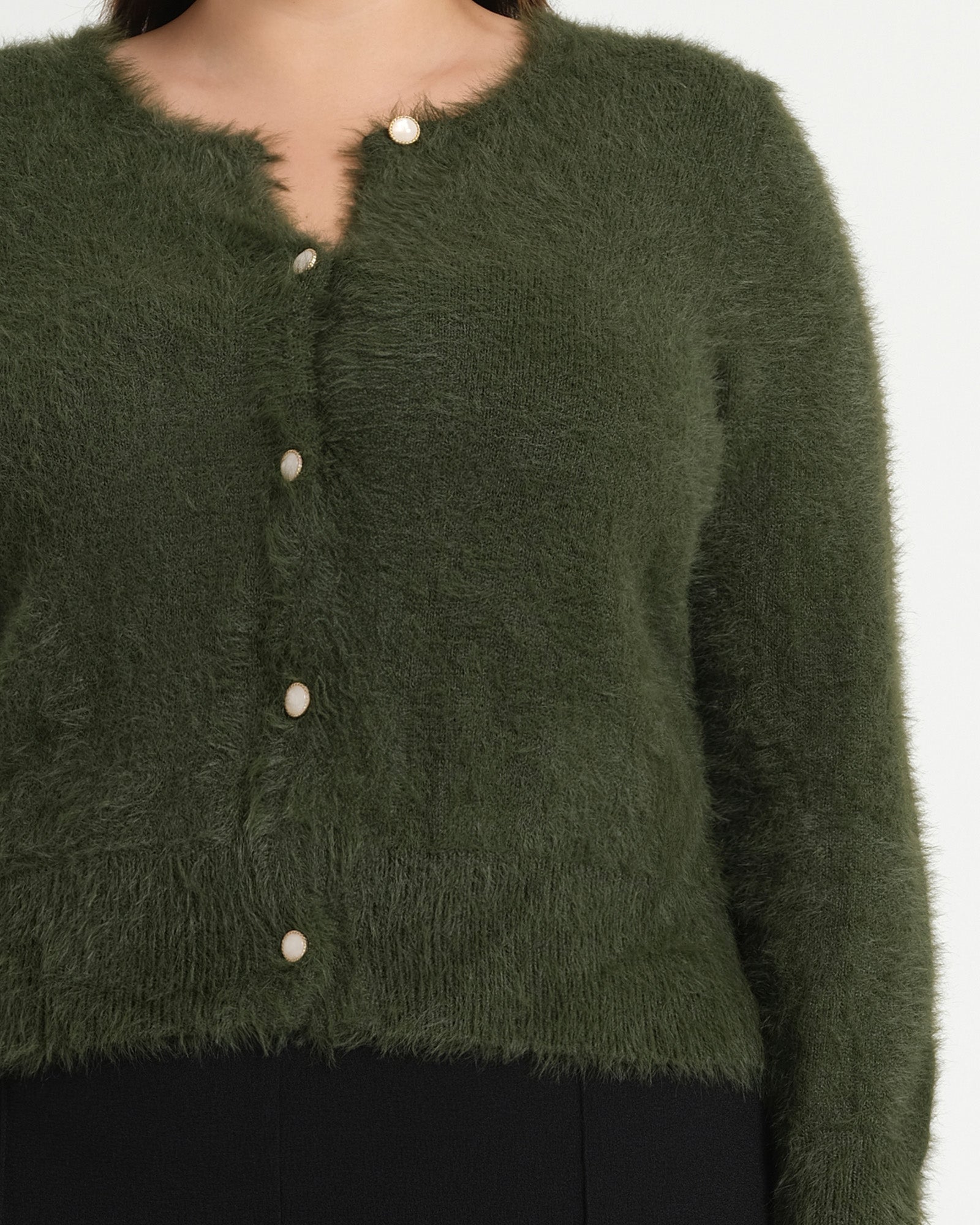 Camille Crew Cardi - Olive - Estelle Clothing
